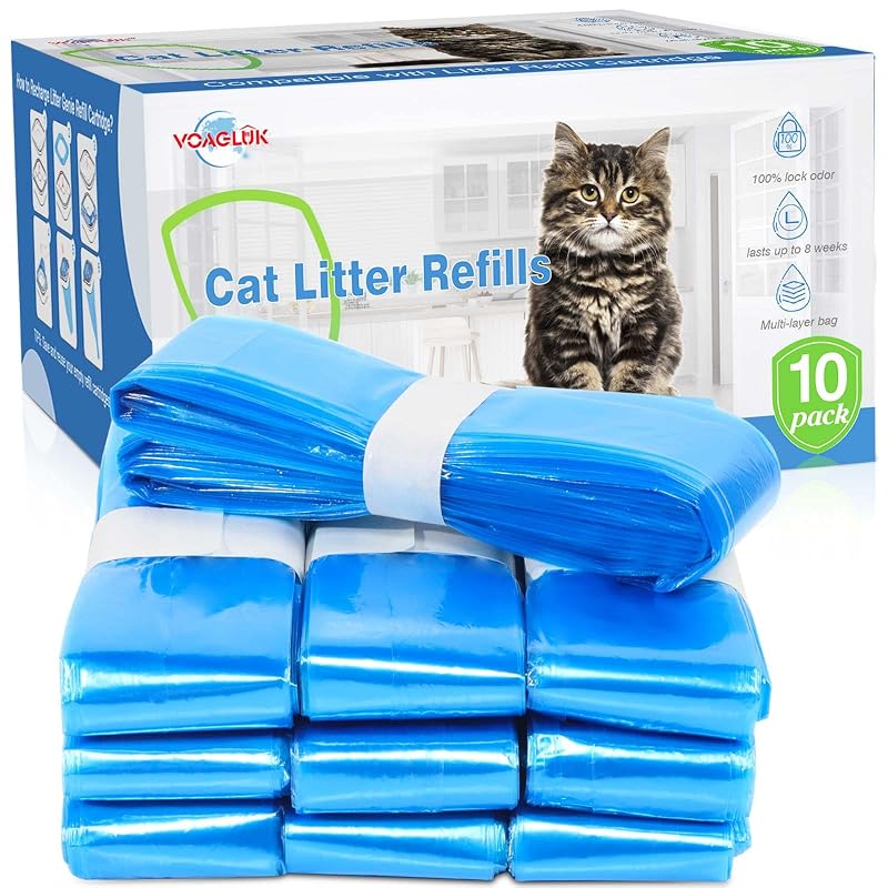 Sacos de Refil para Caixa de Areia de Gatos VoagLuk com Controle de Odores, Compatíveis com Standard, Plus e XL, Pacote com 10