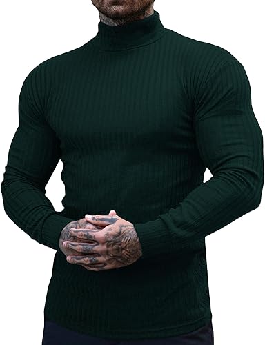 Miniatura 11 de JoZorro Camisetas de Cuello Alto con Capucha para Hombre, Cuello Alto, Cuello de Tortuga, Suéteres de Manga Larga de Algodón Premium para Hombre