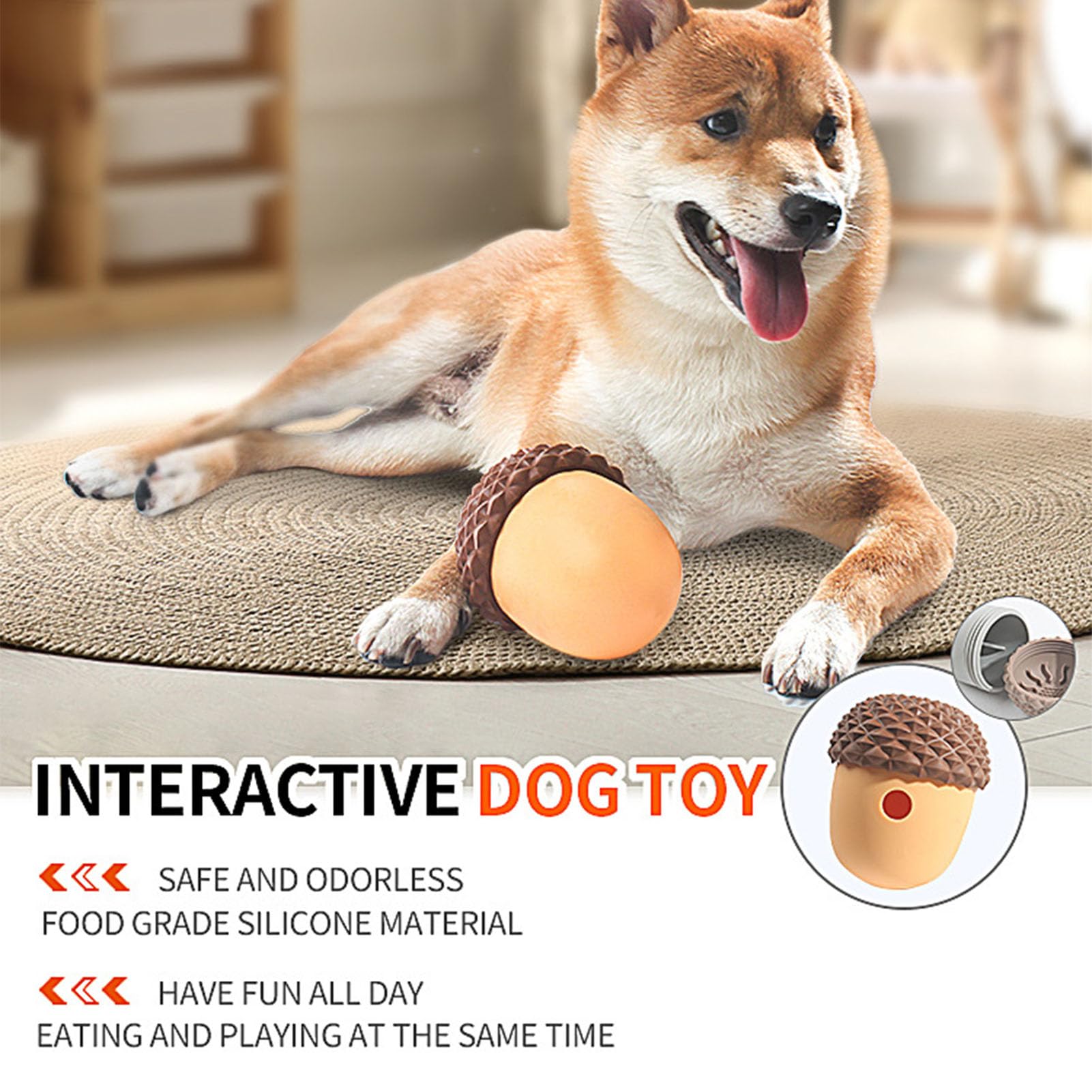 Siliconen Eikelspeelgoed Voor Honden – Slowfeeder Puzzelbal, Interactief, Bijtbestendig, Voor Mentale Stimulatie