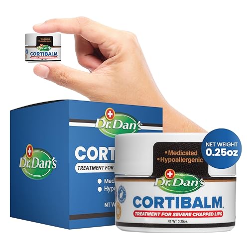 Dr. Dan's Tarro de cortibalm, 1 paquete, para labios secos agrietados, tarro de bálsamo labial curativo para labios severamente agrietados, diseñado
