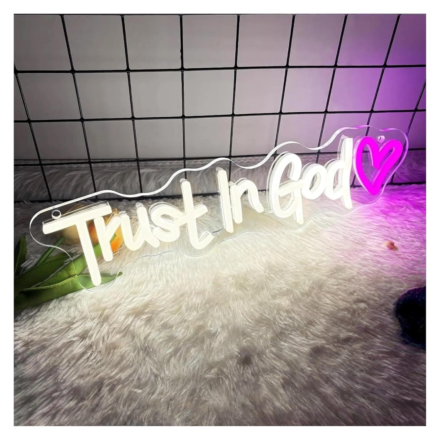 ネオンサイン LED Trust In God ネオンサイン 調光可能 信仰 希望 愛 LEDライト 宗教 教会 祈り 寝室 装飾