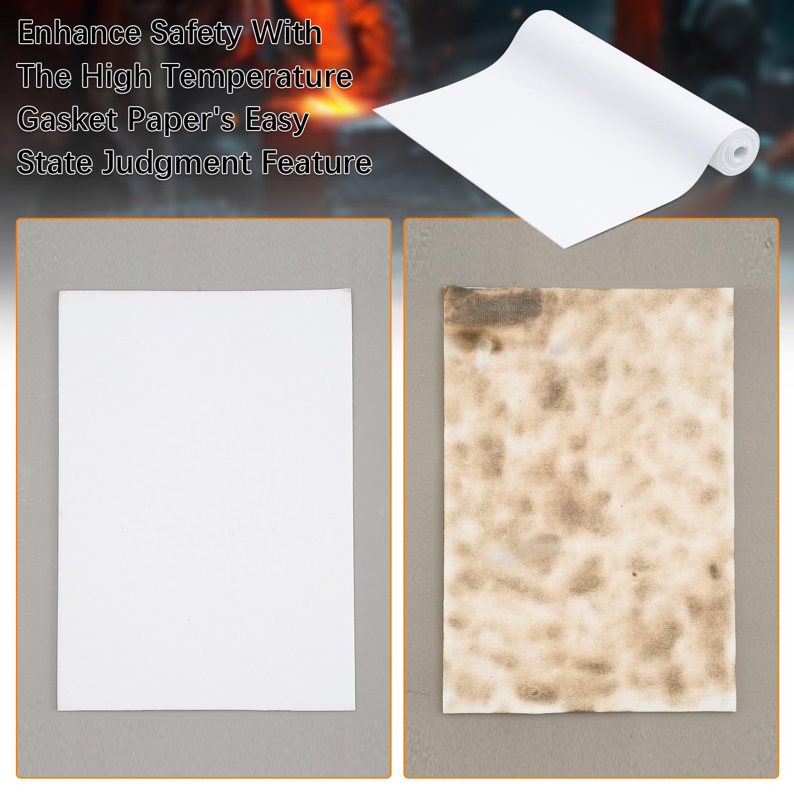 Qilery Hochtemperaturdichtung, Papier-Keramikfaser-Alternative, 2100 F bewertet, 0,3 cm dick x 61 x 304,8 cm, für Pelletofen, Holzofen, Ofen, Kessel, Schmiede, Wohnmobil-Ofendichtungen, DIY-Schnitt