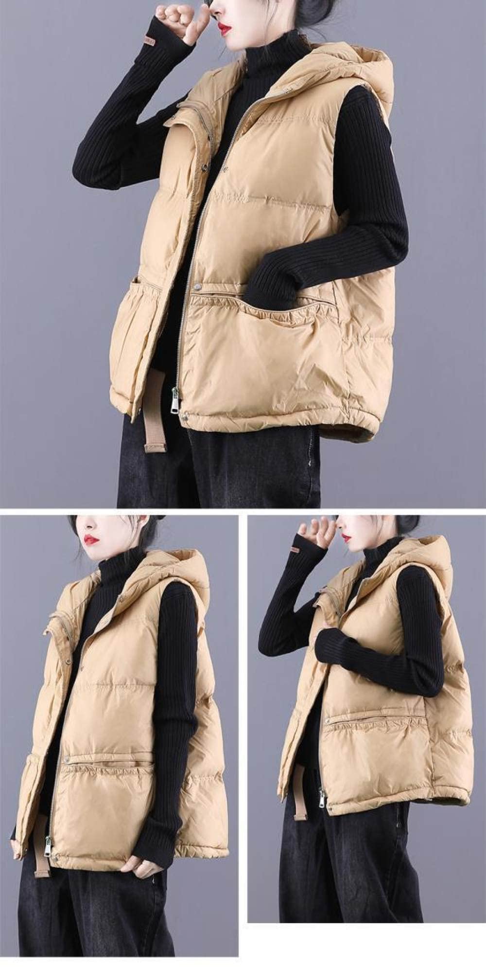 UMIPUBO Gilet Donna Lungo Giacca con Cappuccio Invernali Caldo Cappotto
