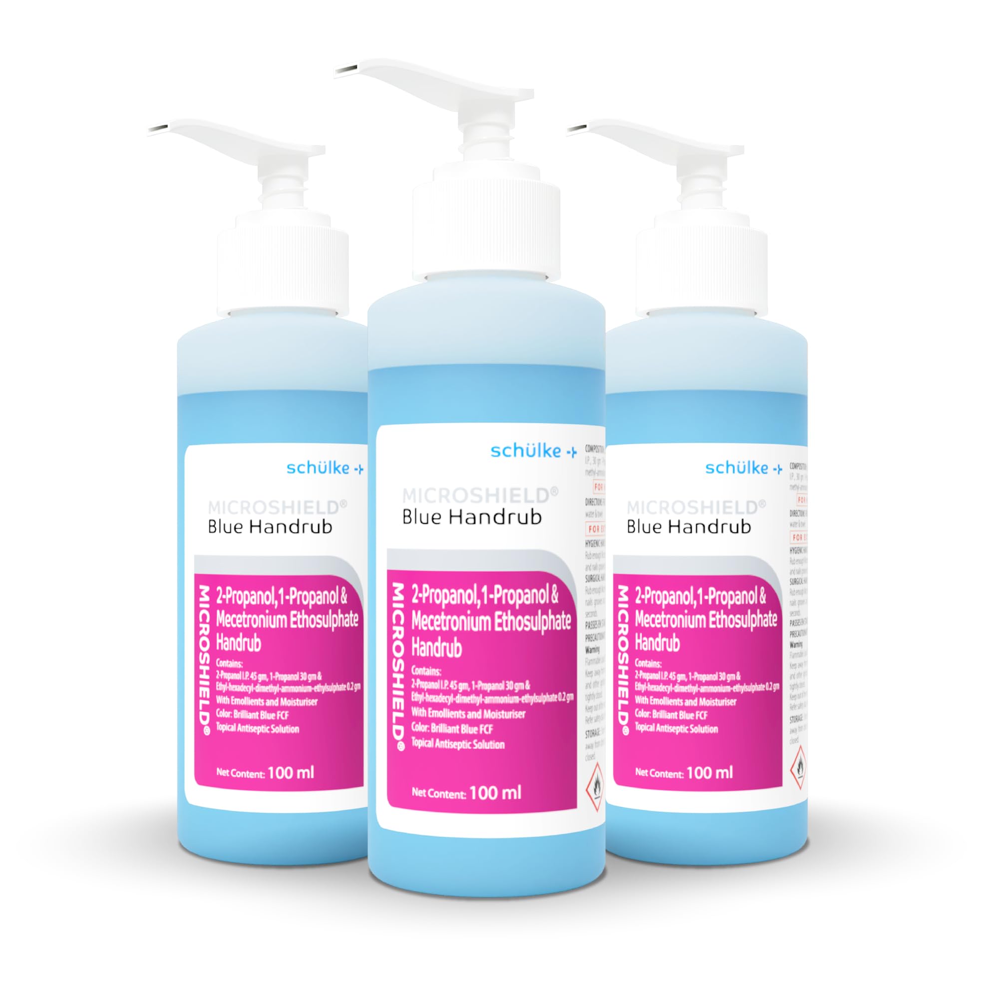 Microshield Blue Handrub 100ml - Trusted by Doctors, 99.99% Effective against Germs, Skin Friendly, Passes EN Standards