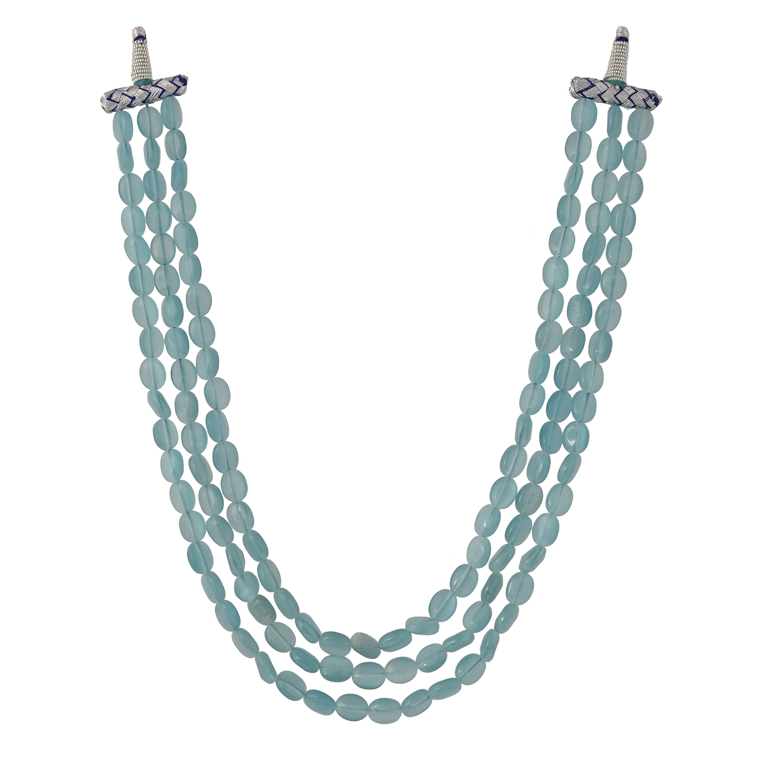 Ratnavali Jewels Three Layer Blue Real Onyx Stone Beads Necklace With Adjustable Back Tassel for Women Girls (B0BKSWR1Z6) Amazon Price History, Amazon Price Tracker