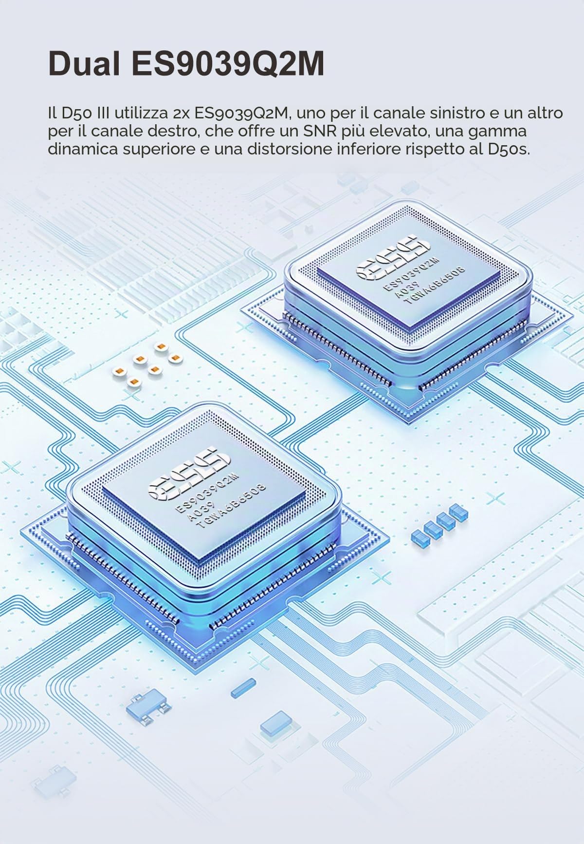 TOTAUDIO Topping D50 III DAC Dual Chip ES9039Q2MIII, XMOS XU-316, Qualcomm QCC5125, DSD512, USB-C (nero)