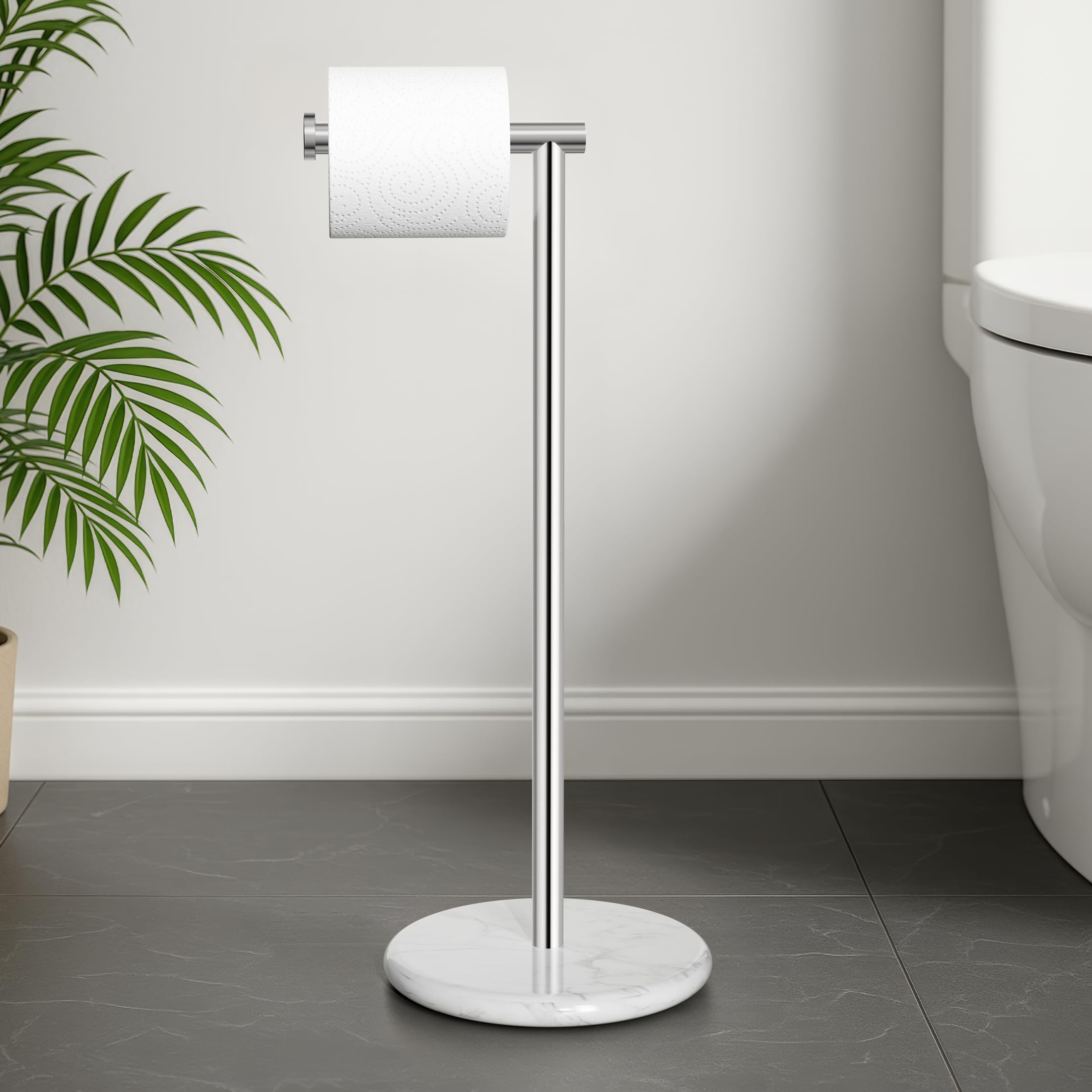 KES Freestanding Toilet Paper Holder Stand, Brushed Steel, Marble Base — Amazon image 11
