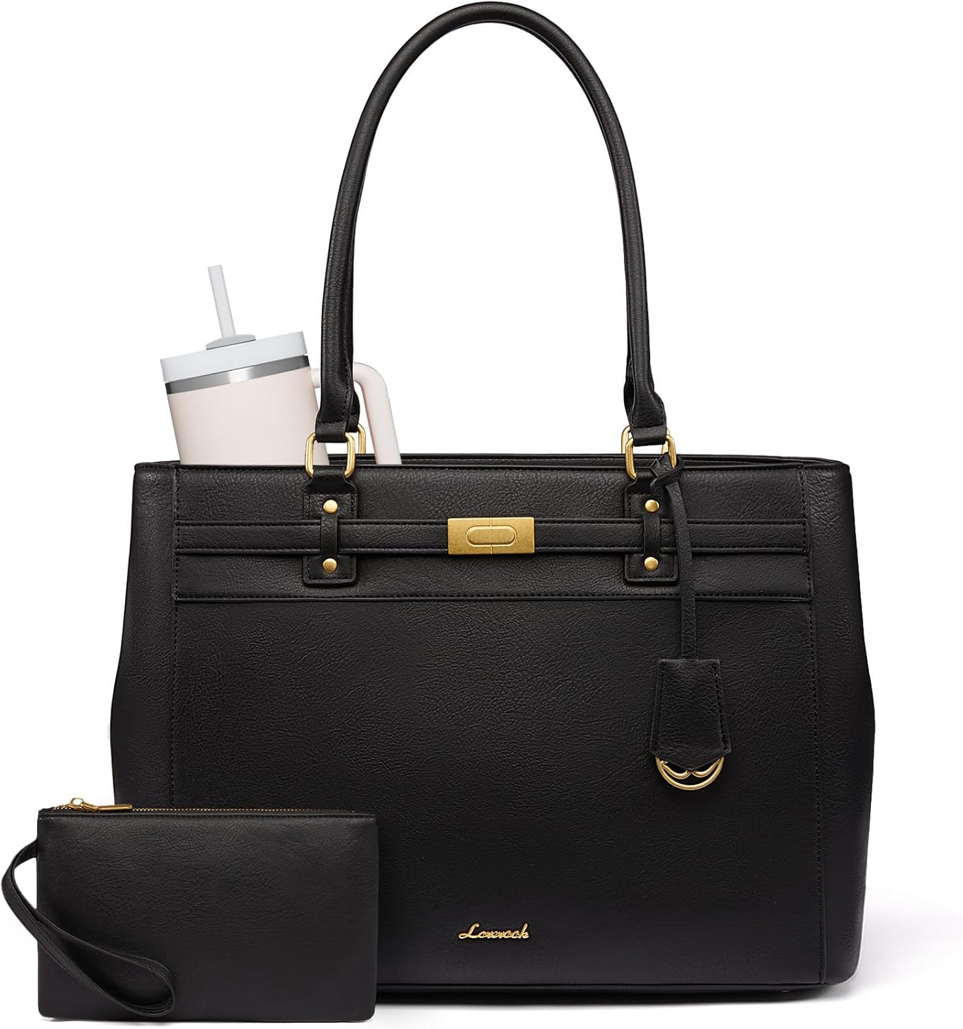 LOVEVOOK Laptop Tote Bag for Women, 15.6 Inch Waterproof Leather Work Computer Bag, Large Business Office Briefcase Shoulder Handbag Purse Gifts for Women