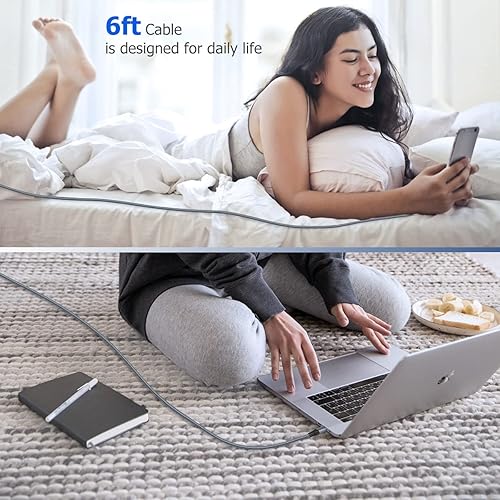 Miniatura 7 de Cable USB C a USB C de 3 pies 60 W, paquete de 3 cables USB C, cable de carga PD tipo C, carga rápida compatible con MacBook Pro 2020, iPad Pro,