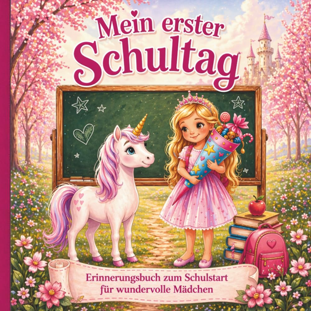 Mein erster Schultag - Erinnerungsbuch mit dem Einhorn für wundervolle Mädchen: Erinnerungen festhalten: Geschenk zur Einschulung I 1.Schultag und Schultüte, für unvergessliche Momente