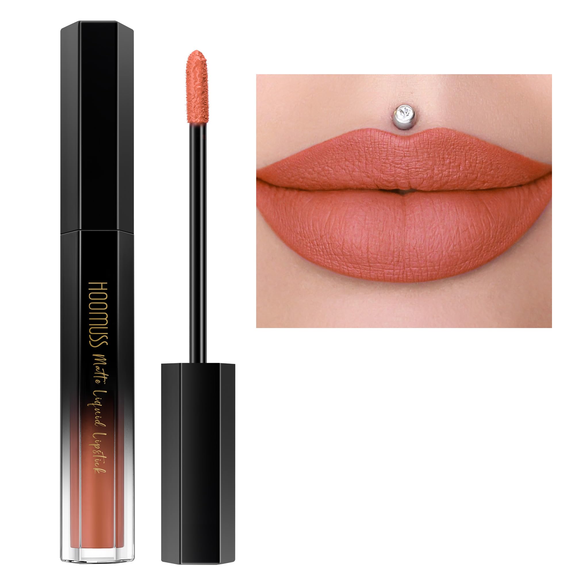 HOOMUSS Cinnamon Lipstick Long Lasting, Matte Liquid Lipsticks for Women Non Transfer Smudgeproof Smooth and Easy to Appy Cruelty Free Lip Color, M59