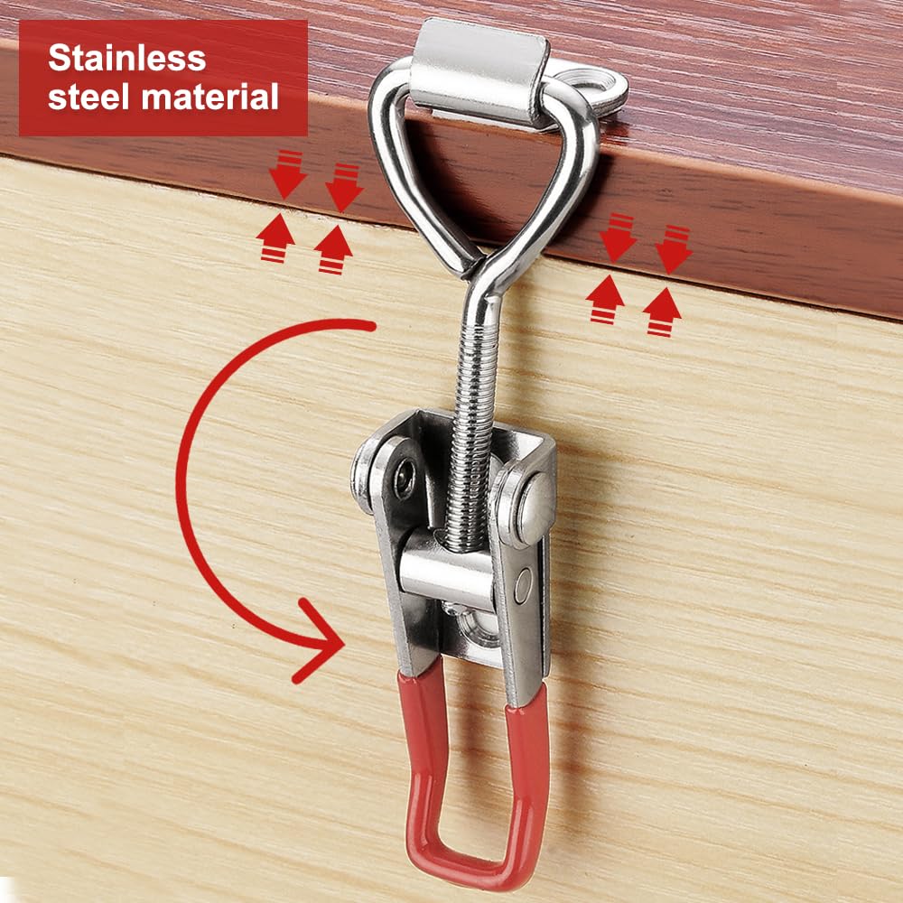 2 Pezzi Di Chiusura A Leva In Acciaio Inossidabile, Lunghezza 75 Mm, Morsetto Con Gancio In Acciaio A Molla, Chiusure A Leva Per Moquette Per Scatola Attrezzi, Baule, Scatola, Porta Baule - Foto 12