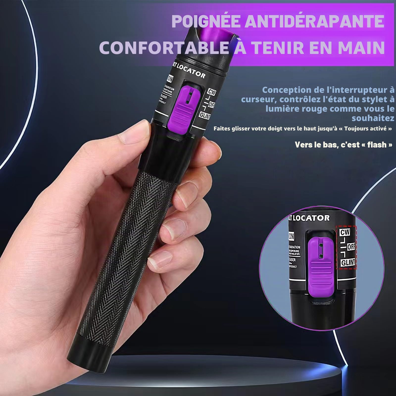 Localisateur visuel de défauts de 70 mW, kits VFL de 70 mW, Stylo testeur de câbles à fibre optique avec adaptateurs monomodes FC/LC 9/125 µm, compatible avec les interfaces SC/FC/ST/LC 2,5 mm