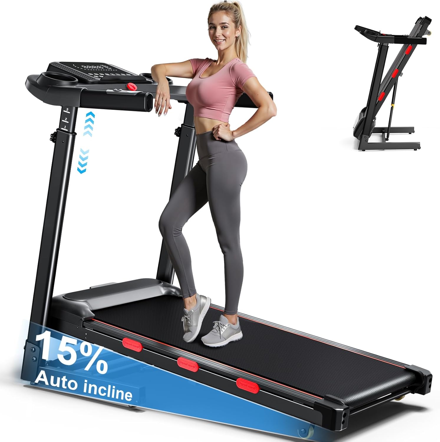 8.7MPH Incline Treadmill for Home, 3.5HP Quiet BLDC Treadmills for Home with Double Deck Technology, 350 lbs Weight Capacity, APP, Heart Rate 8.7MPH Incline Treadmill for Home, 3.5HP Quiet BLDC Treadmills for Home with Double Deck Technology, 350 lbs Weight Capacity, APP, Heart Rate