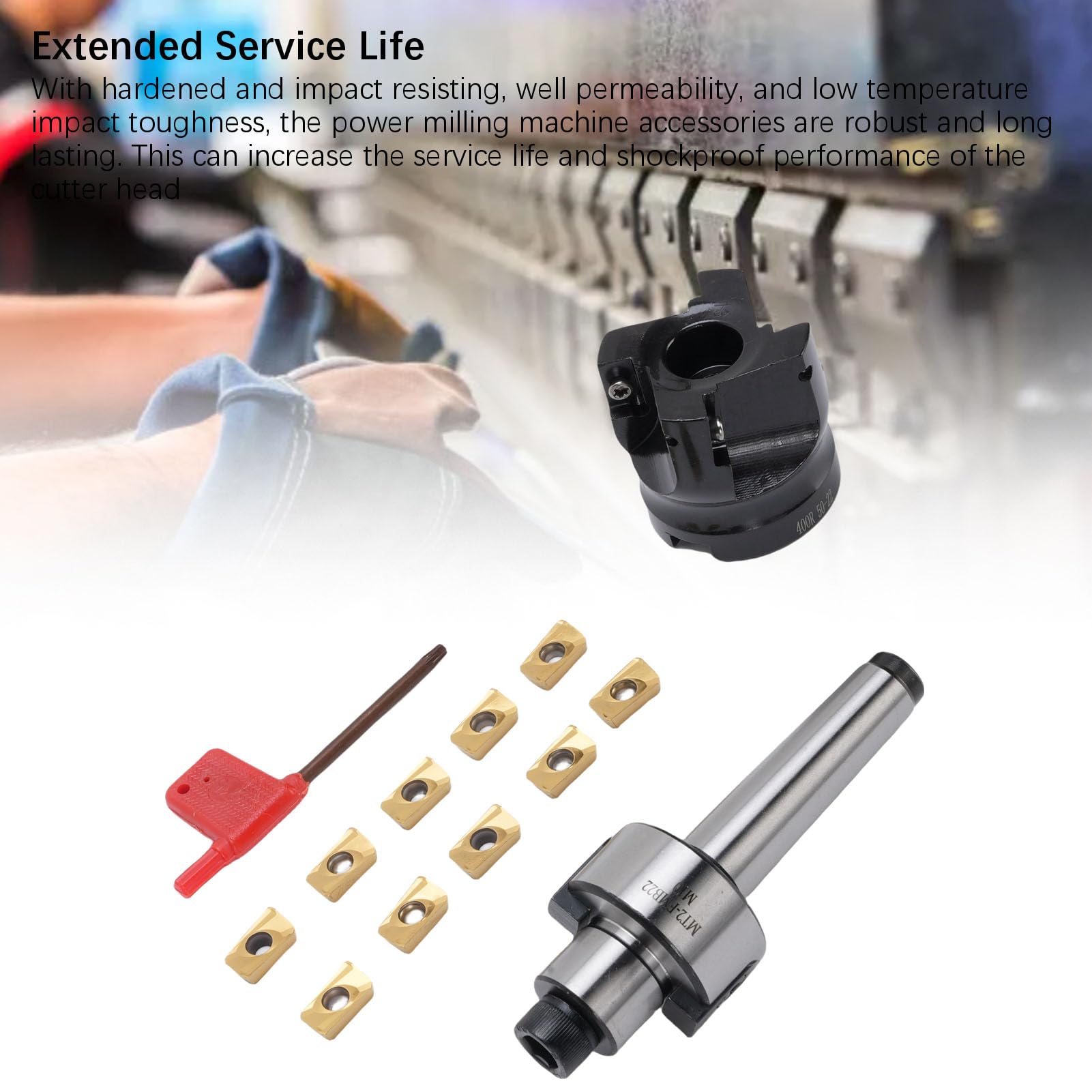 YWBL-WH Kit Fresa per Spianatura MT2 FMB22 Portafresa CNC Indicizzabile Ad Alta velocità con 10 Inserti in Metallo Duro APMT1604 per Fresatrici, Foratrici e Alesatrici