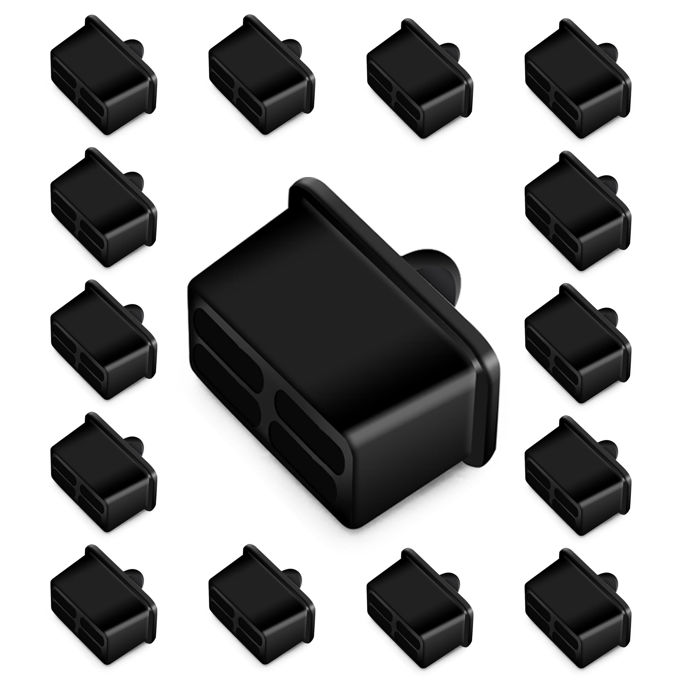 SFP-A Staubschutzkappen, Ethernet-Port-Stecker, Schutz für Netzwerk-Switches, Router, Hubs, Schlitzanschluss, schwarzes Silikon, 15 x 10 x 17 mm, 50 Stück