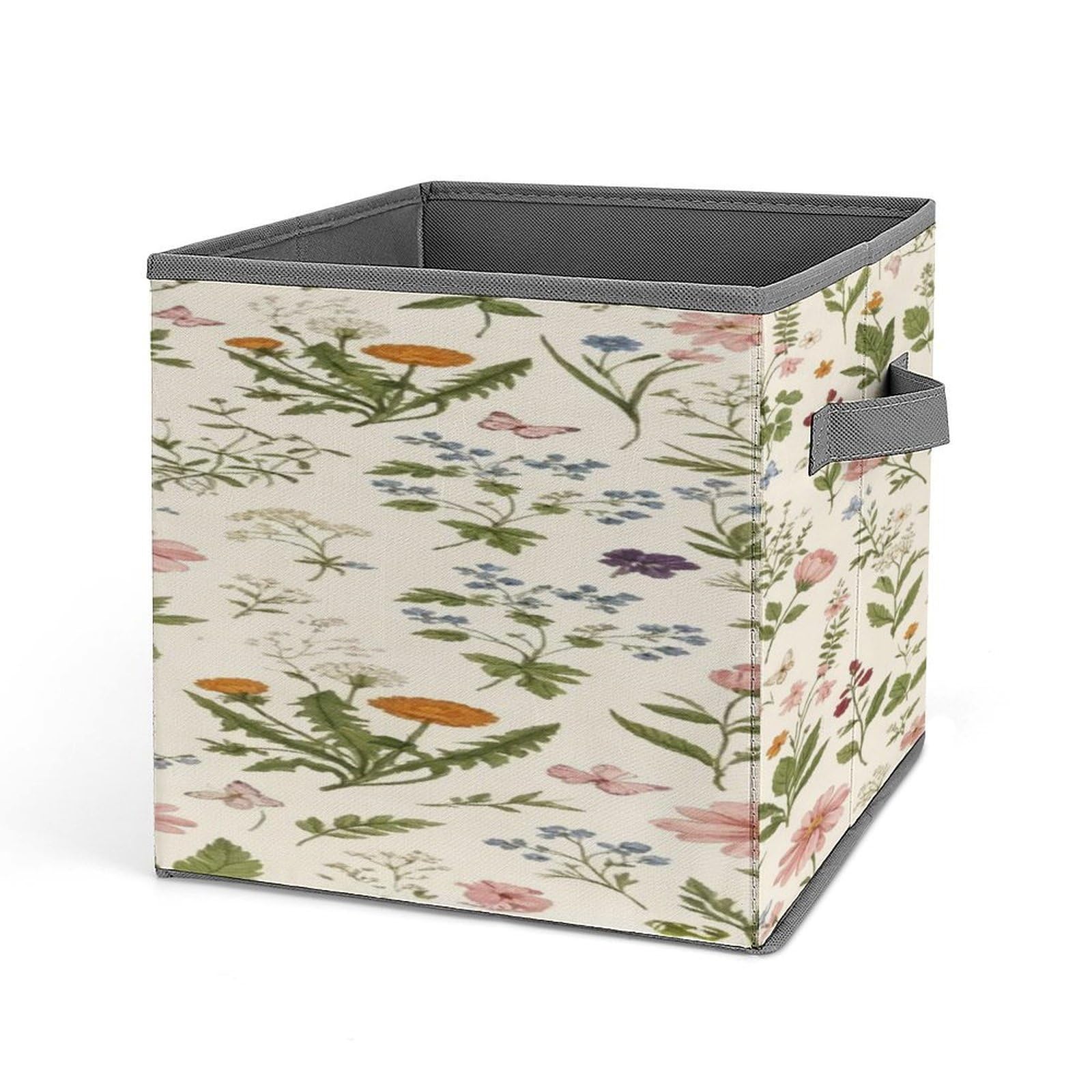 Fekiloot Style Green Grass Flowers Storage Bins Storage Baskets