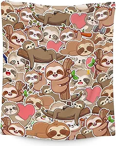 Mercuryelf Sloth Throw Blanket - Soft, Fuzzy & Warm - 40x50 Inches Flannel Blankets for Travel, Office - Brown Novelty Throws Gift for Kids