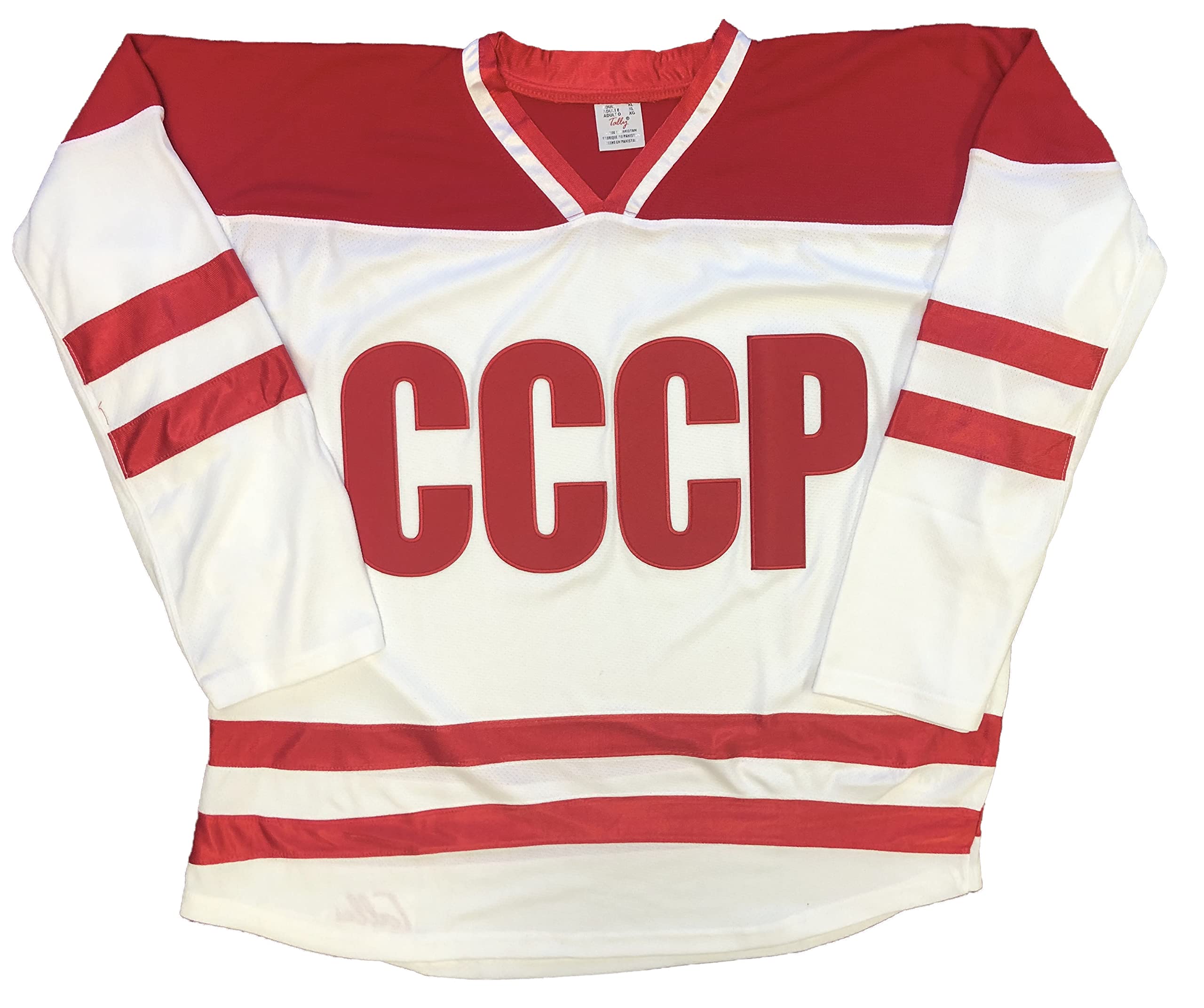 Tally CCCP Hockey Jerseys - We Customize with Your Name and Number (White, Adult Medium)