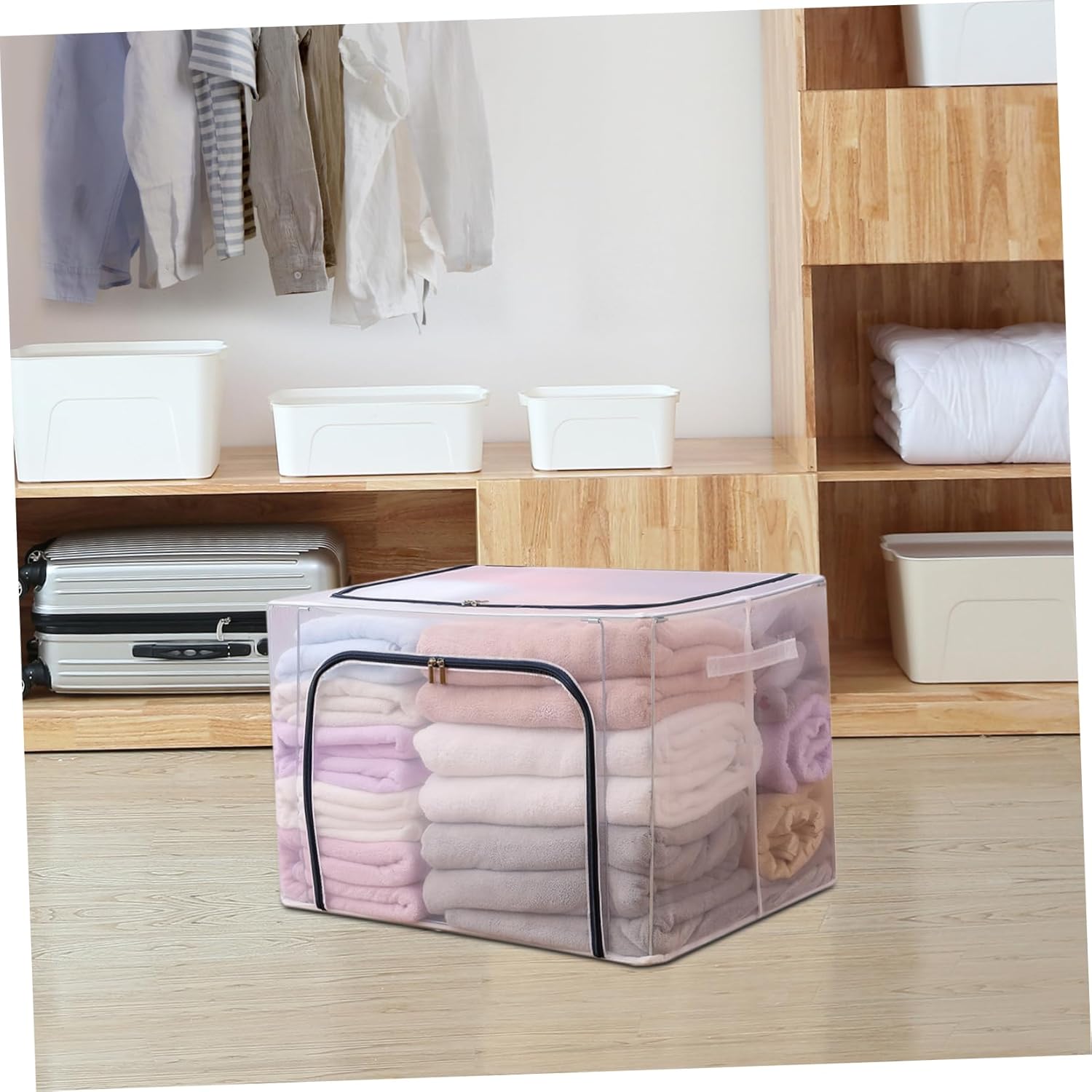 1Pc Storage Box Capacity Gray Organizer for Clothes More Transparent Design for Easy Viewing Space Saving Multi Function Storage