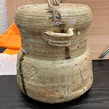 Amazon.co.jp: 茶道具 水指 美濃焼 美濃伊賀耳付水指 山吹窯 寿