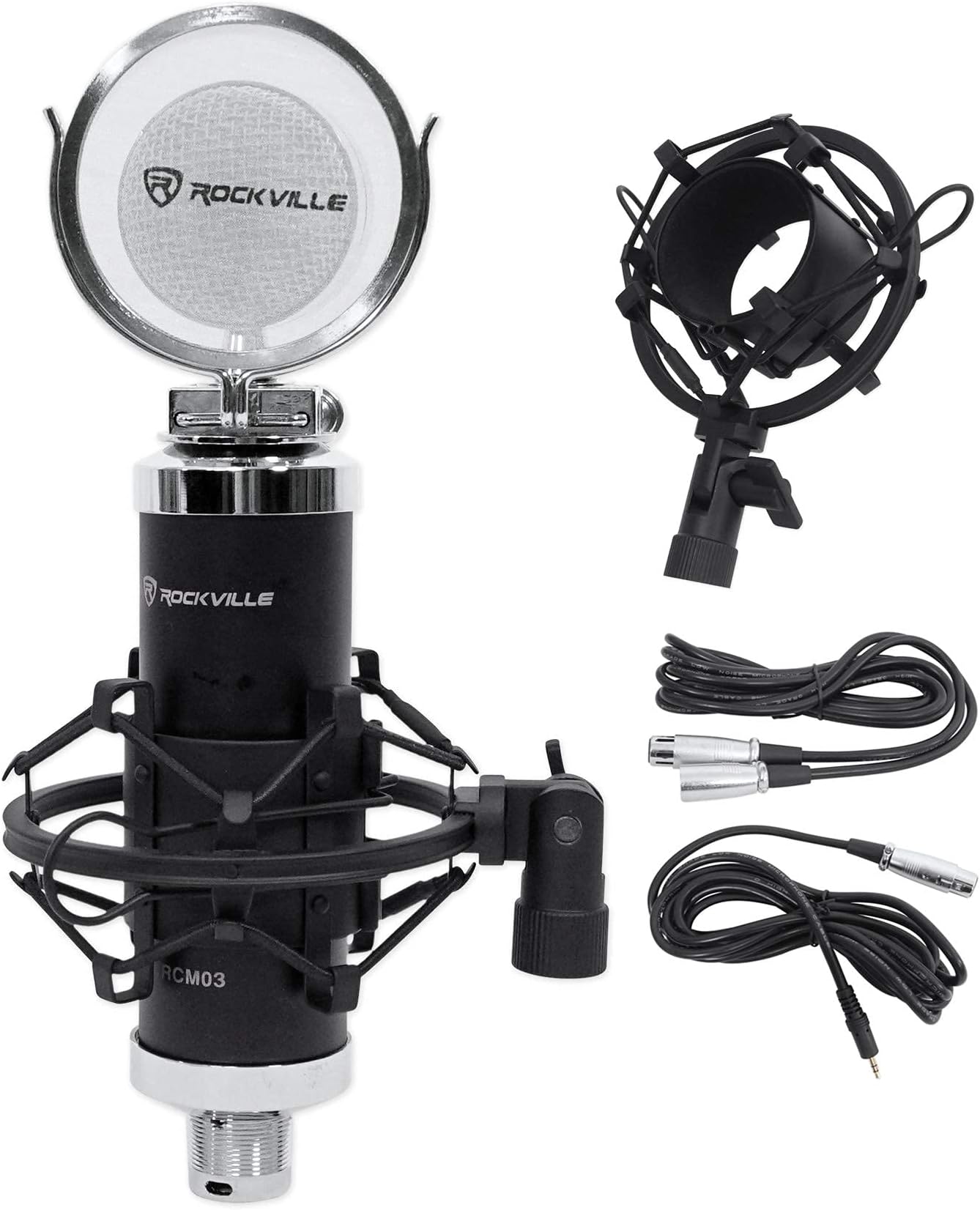 RockvilleRCM03 Pro Studio Recording Condenser Microphone Mic+Metal Shock Mount