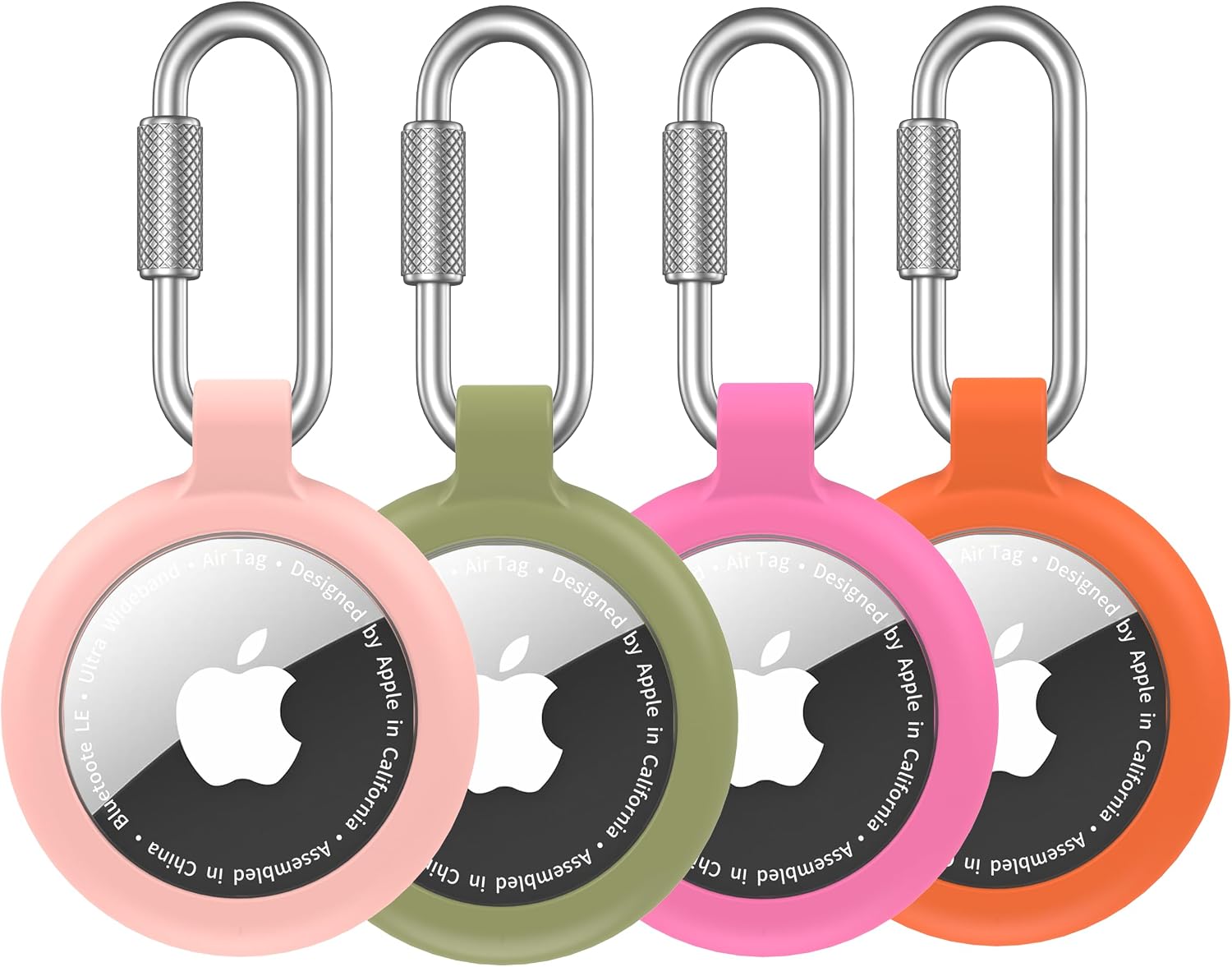 Waterproof Holder for AirTag Keychain-4Pack（Professional Carabiner） for Apple Air Tag 1st & 2nd Generation,Anti-Scratch Protective Cover for Air Tags, air tagholder for Keys, Luggage, Bags -4 Colors