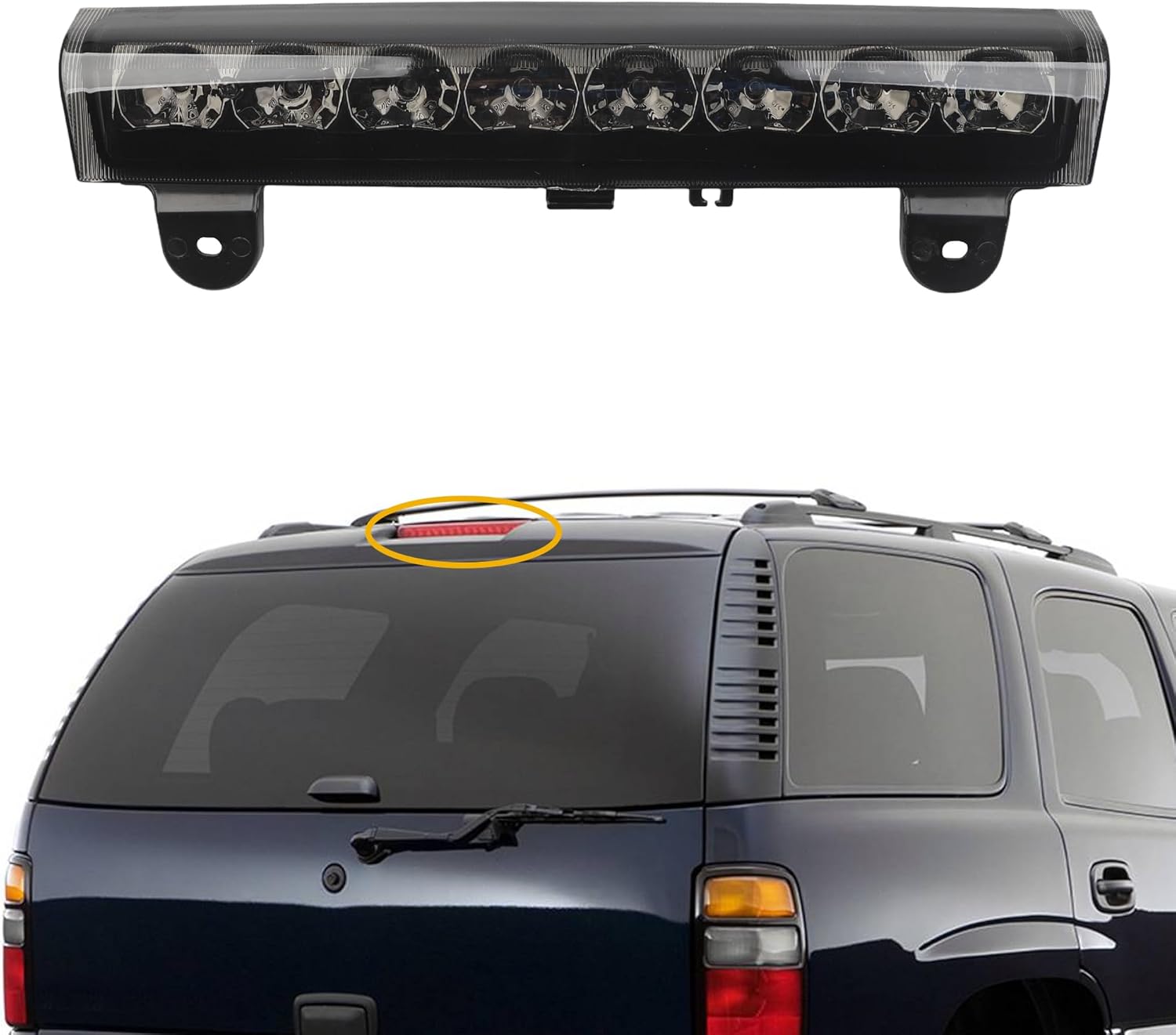 Dasbecan LED 3rd High Mount Brake Light Black Carge Light Compatible with 2000-2006 Chevrolet Suburban 1500/2500 Tahoe GMC Yukon 1500/2500 Replaces# 15170955 923-203 GM2890107