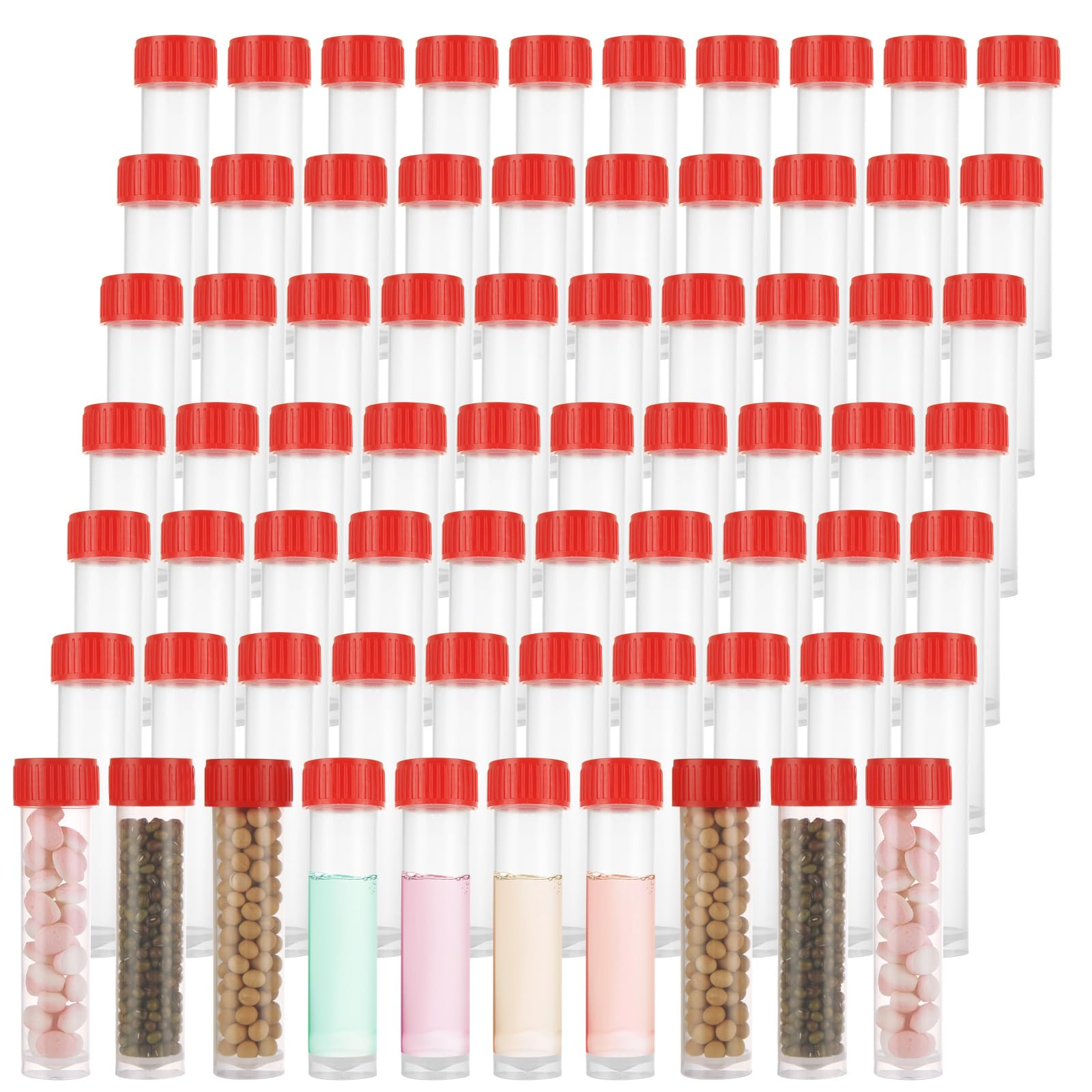 Tubes à essai en plastique avec bouchons 30 ml transparents pour expériences scientifiques