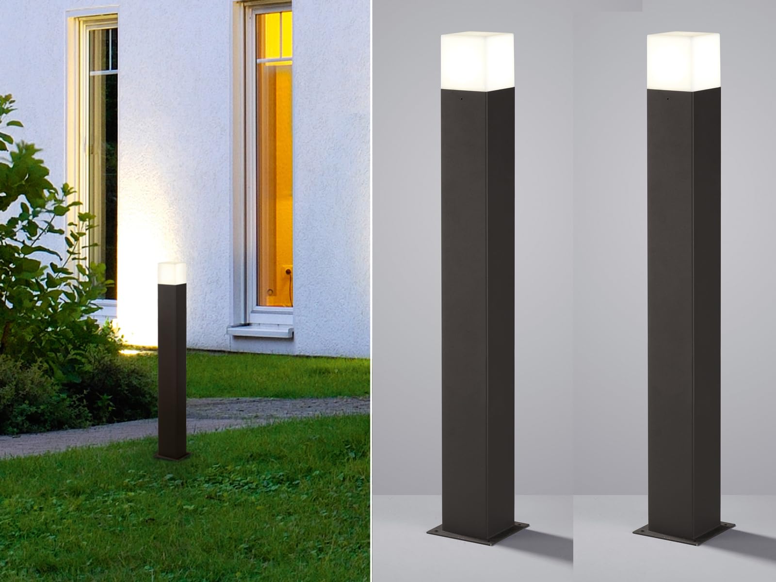 Lot de 2 lampadaires d'extérieur LED - Anthracite - Hauteur : 80 cm - Éclairage extérieur polyvalent pour la maison et le jardin