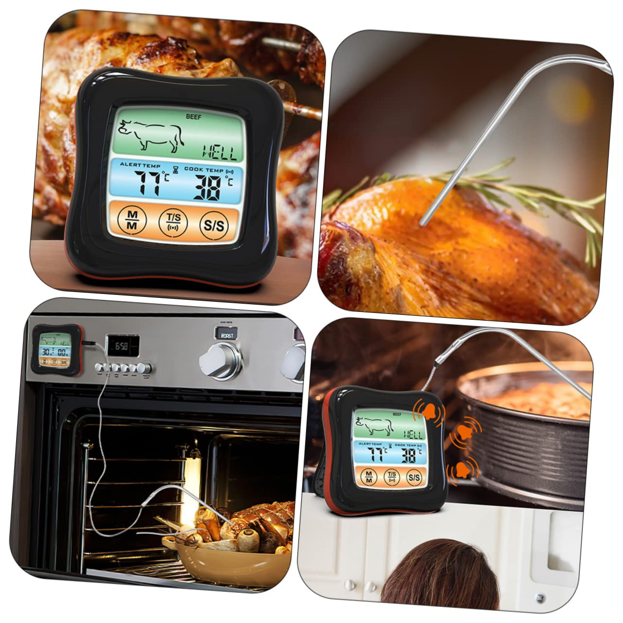 Termómetro Digital Táctil Temporizador para Cocina y Barbacoa