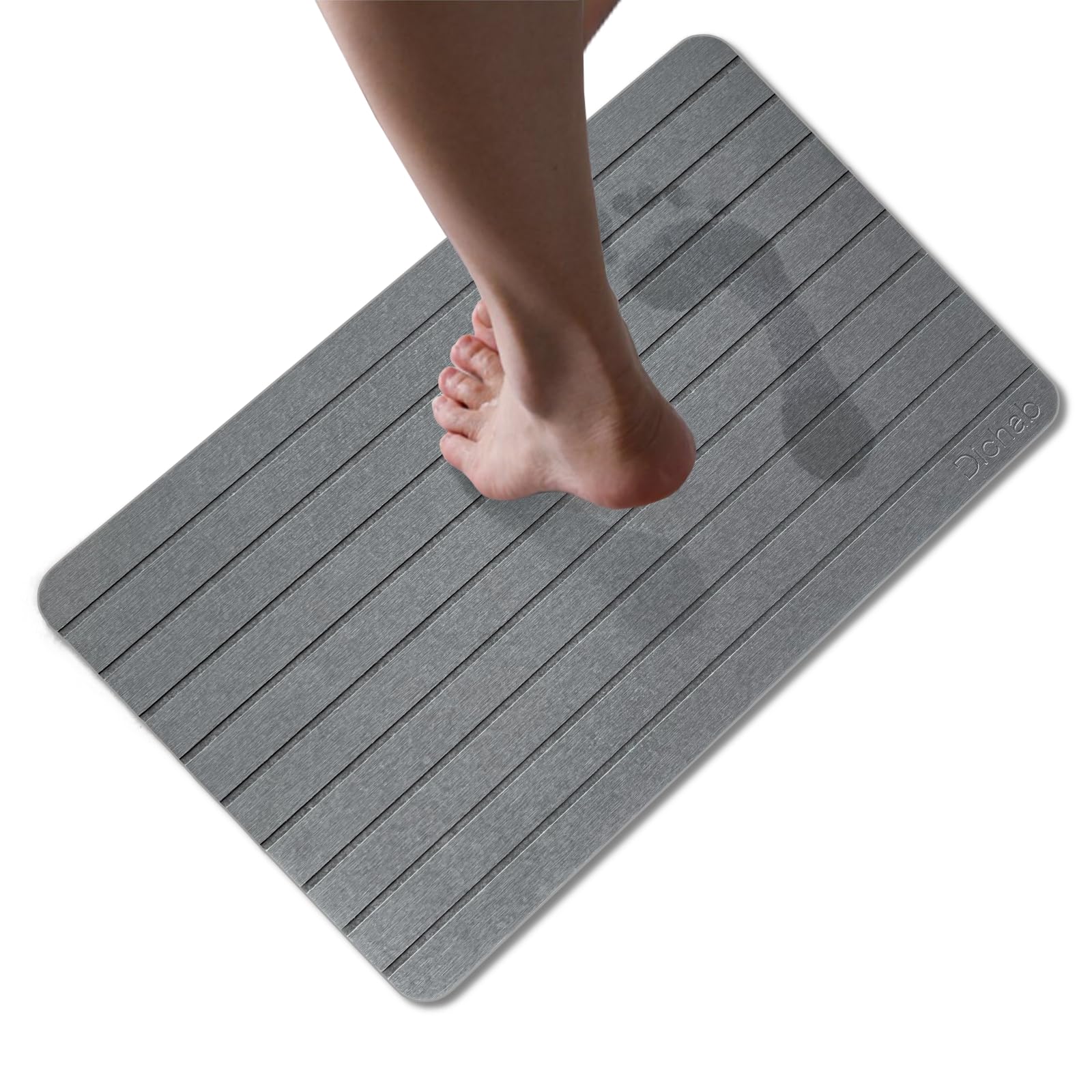 DICHAB Diatomaceous Earth Bath Mat Nonslip Bath Stone Mat, Absorbent Quick-Dry Diatomite Bathroom Mats, Eco-Friendly Diatom Mud Pad for Shower, Kitchen & Pets (23.5'' x 15'') (Dark Grey)