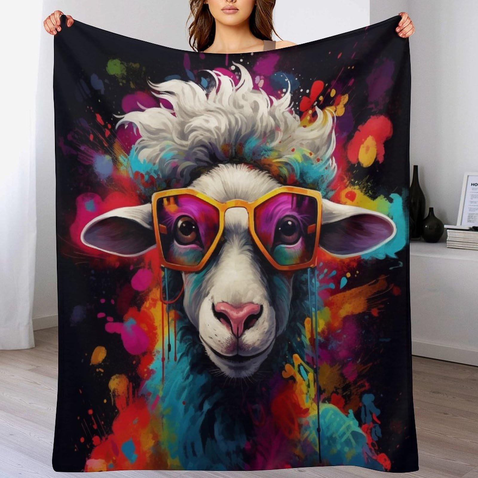 Couverture polaire en peluche alpagas plaid canapé doux 130x150cm