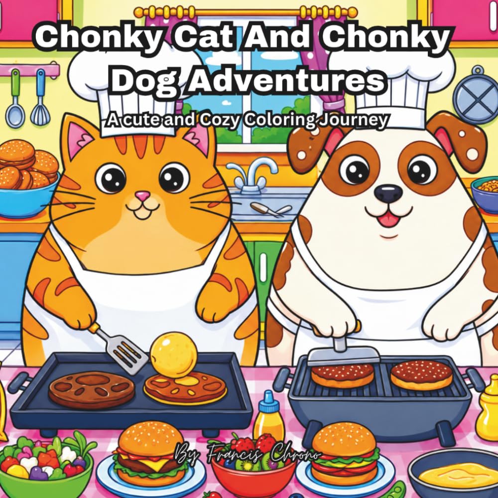 Chonky Cat and Chonky Dogs Adventures: A cute and Cozy Coloring Journey