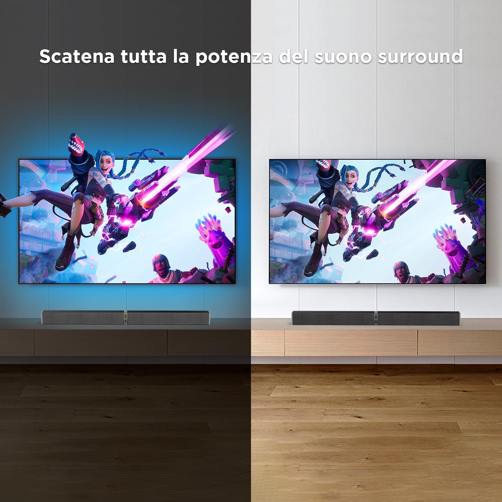 Bluetooth Soundbar per TV, 32 Inch Staccabile 2 in 1 Sound Bar per Televisore con Audio Potente, Altoparlanti per TV per Home Theater Audio, 2.0 canali con OPT/ARC/AUX, 1pcs
