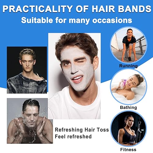 Miniatura 6 de Diademas de metal para hombres y mujeres, banda de pelo de resorte ondulado de metal, aro ajustable antideslizante para el cabello para deportes,