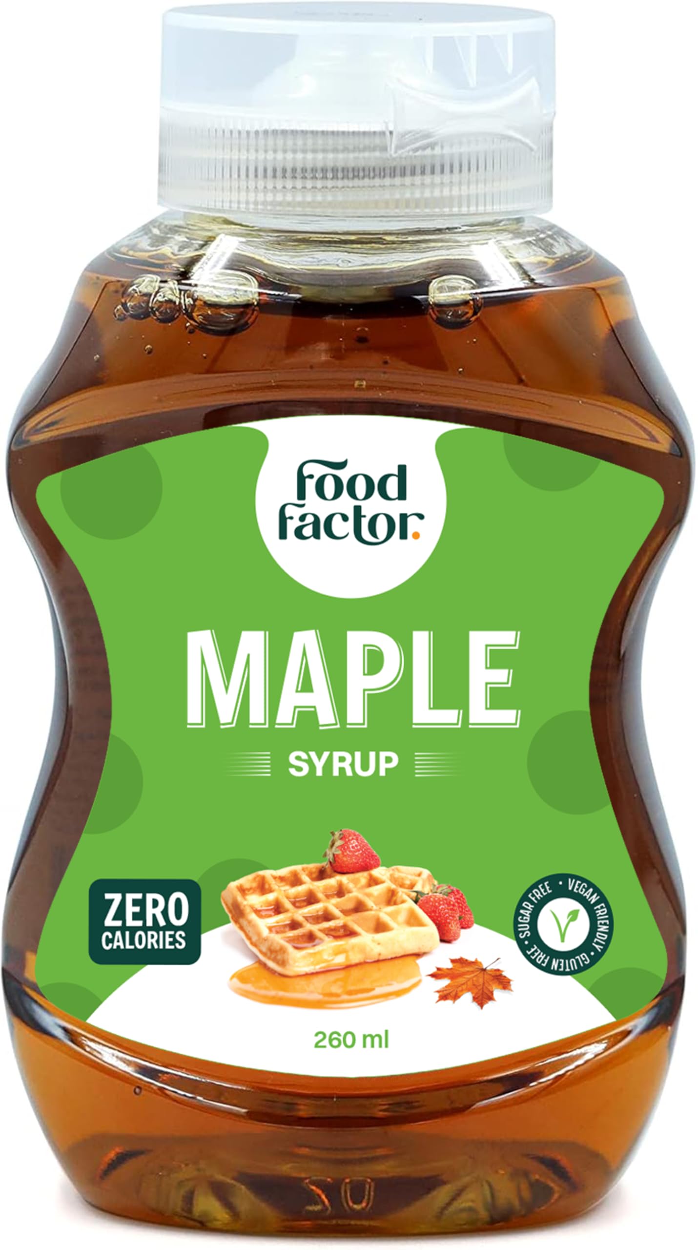 Food Factor Maple Syrup | Made in Italy | Zero Sugar, Zero Calorie, Gluten Free, Suitable For Vegan, Keto Friendly Use it with Ice Cream, Coffee, Latte (260ml, Maple)