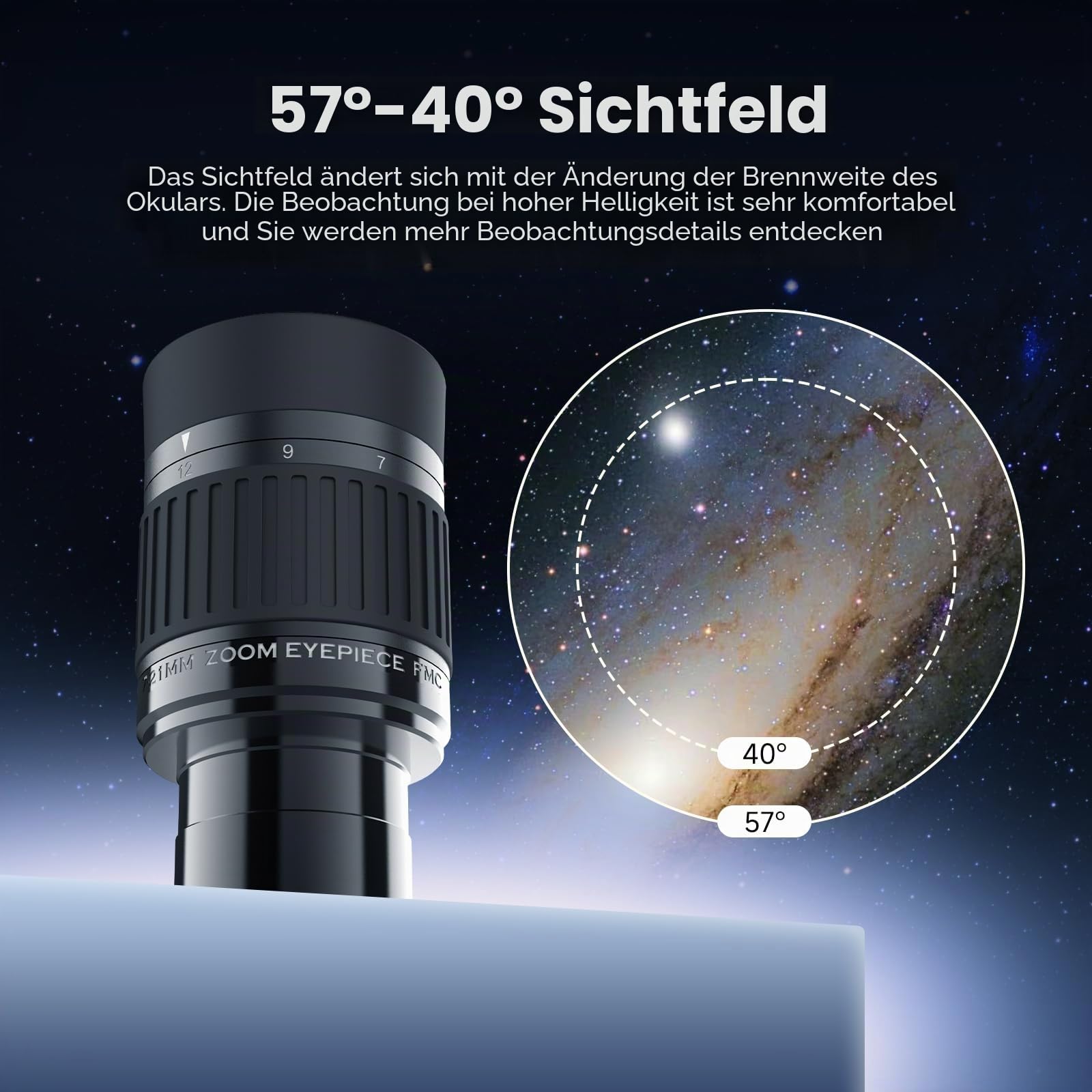 Svbony SV135 Teleskop Okulare Zoom, 1,25'' 7-21mm Teleskop Okular, 57~40° Sichtfeld FMC-Beschichtung, mit SV188P Zenitspiegel für Planet Moon Nebel und Cluster Astronomische Visuelle Beobachtung