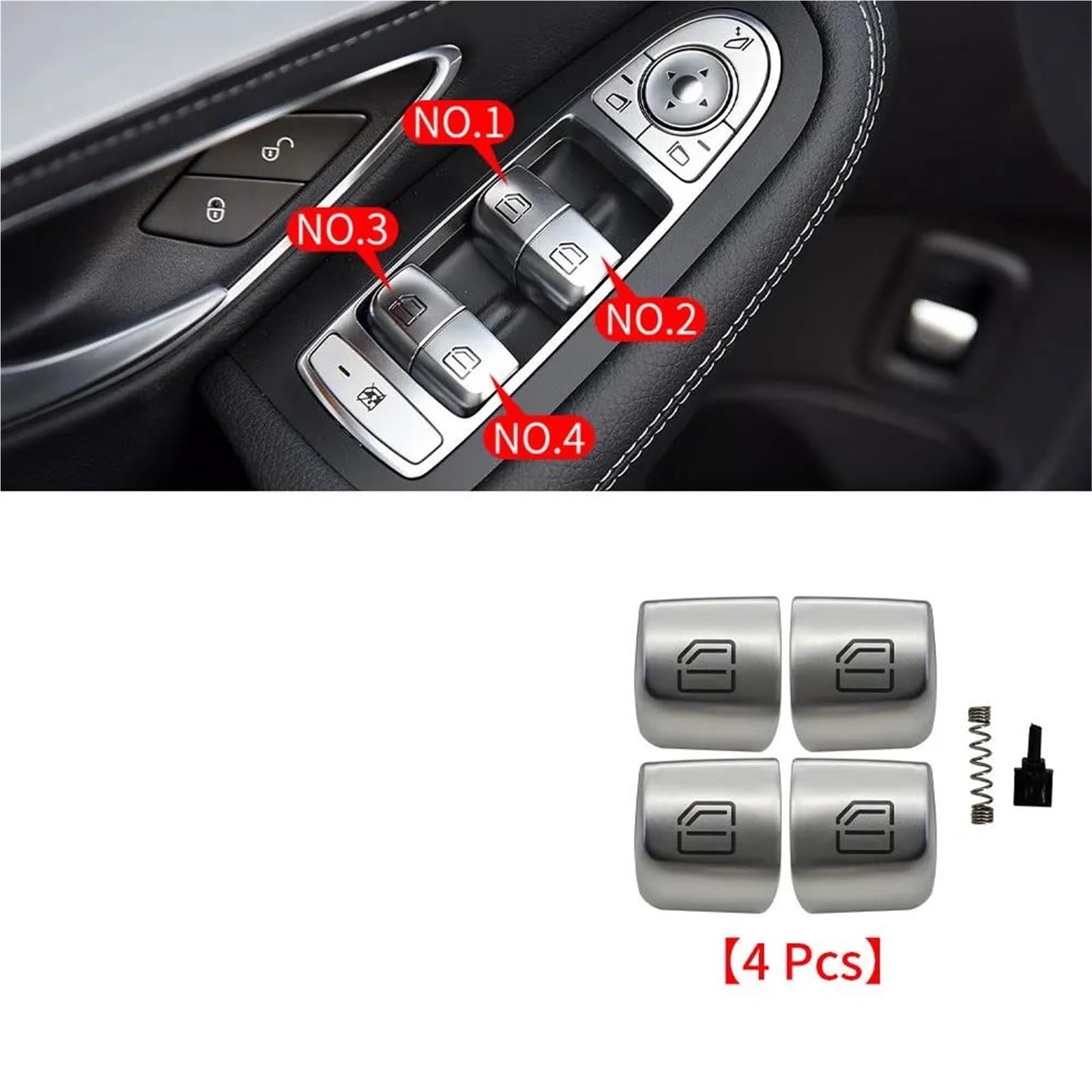 Bouton-poussoir Lève-vitre Pour Benz W205 W253 Bouton Commutation Fenêtre Électrique Voiture Couvercle C Pour GLC Pour Classe C180 Pour GLC260(1 jeu)