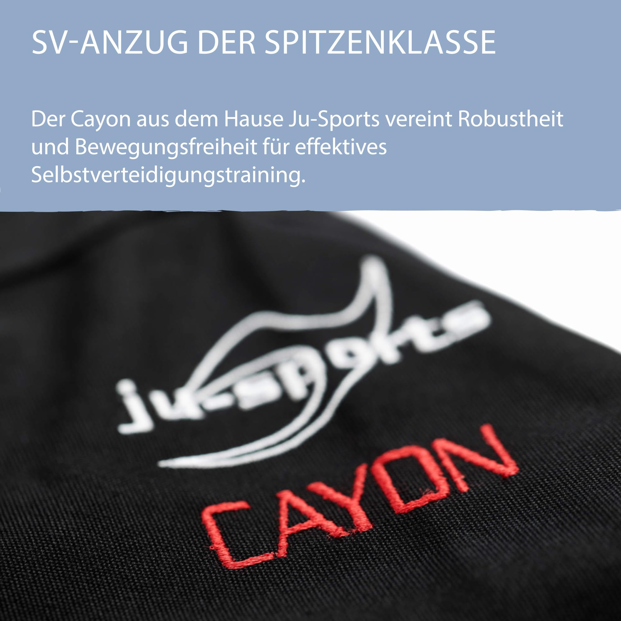 Ju-Sports Jujutsu Anzug Cayon schwarz - Moderner Gi für Erwachsene & Kinder 100% Baumwolle, Robuster Stoff, Doppelt verstärkter Brust- & Schulterbereich