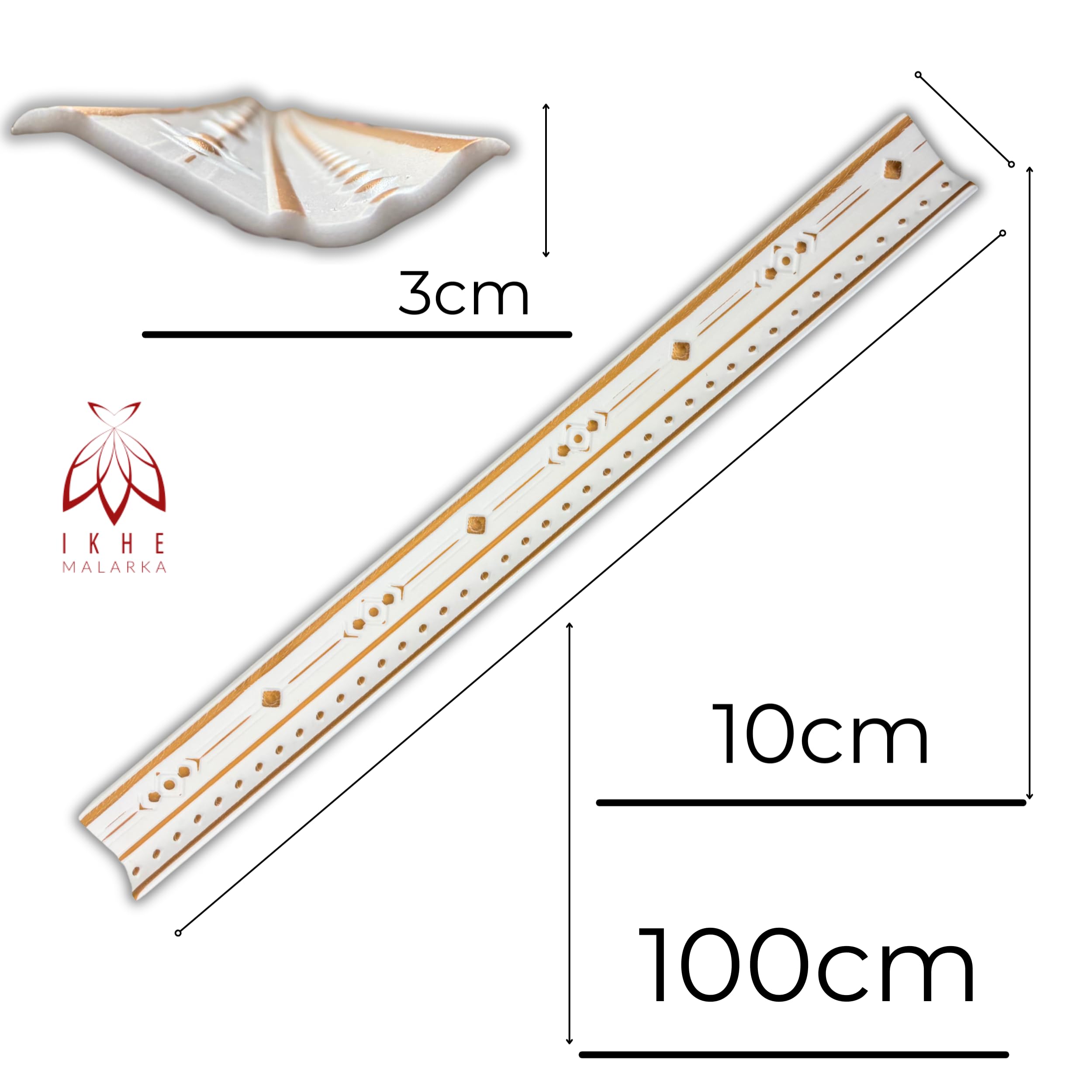 Molduras de estuco de poliestireno XPS – Molduras de techo blancas de 1 m – Listones para techo y decoración de pared – Molduras decorativas ligeras de poliestireno puro suave (V03-08 – Oro) 16