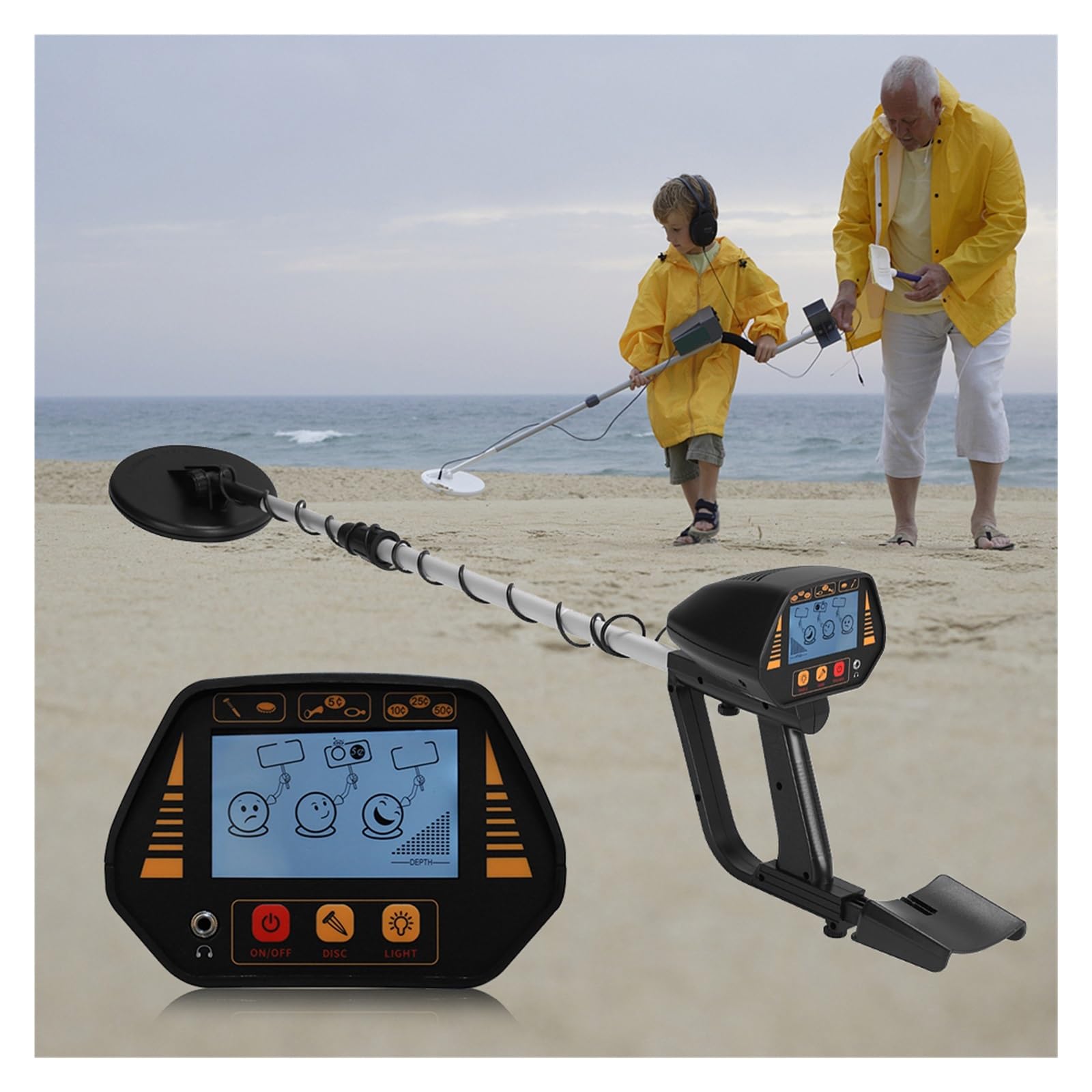 Detector de Metales, Detector de Metales Mano Búsqueda Oro Pantalla LCD Detectores Profesional a Prueba Agua for búsqueda Tesoros