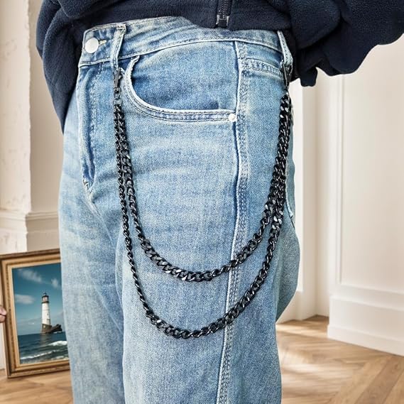 OEHEDOU Heavy Duty Pants Chain Wallet Chains For Men Jean Chain Wallet Chains Hip Hop Pocket link Bag link Replacement Purse Accessories Purse Strap Handbag Charm Accessories Belt links For Pants