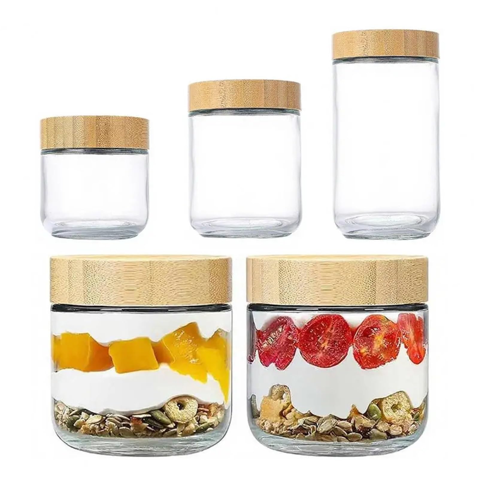 Barattolo per fiocchi d’avena notturni 4 pezzi barattolo di vetro ermetico a prova perdite contenitori for alimenti for insalata avena, yogurt, parfait for la colazione(480ml)