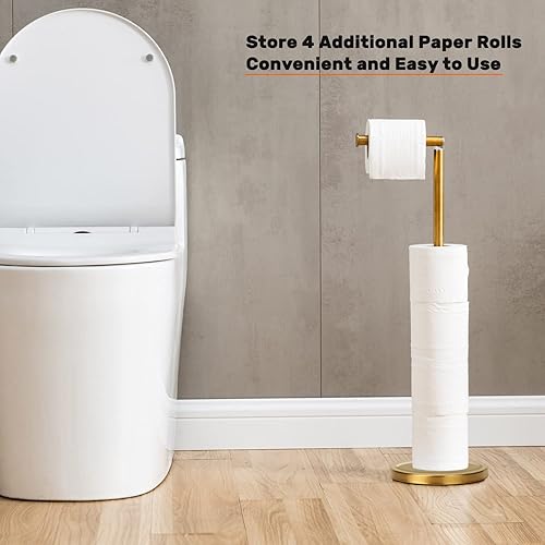 Miniatura 4 de Soporte de papel higiénico para baño, almacenamiento de papel higiénico para 4 rollos de papel con base pesada, soporte independiente para rollos de