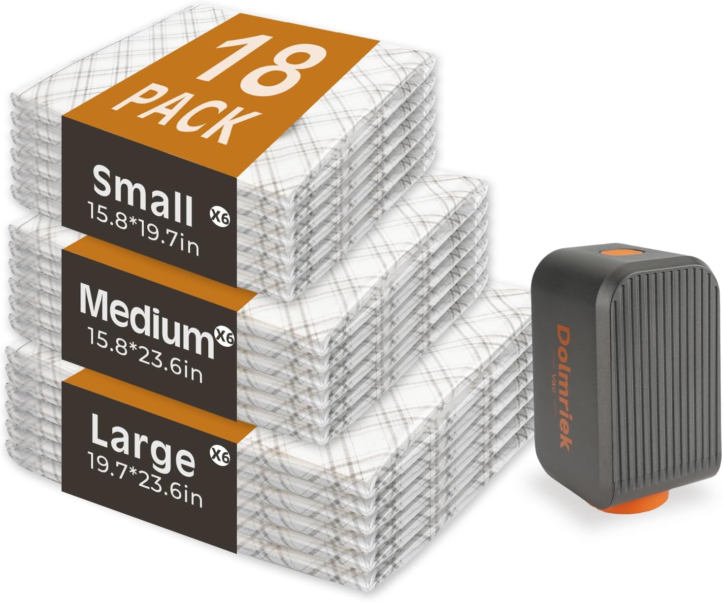 Travel Vacuum Storage Bags with USB Electric Pump, 18 Pack Compression Seal Bags for Luggage and Suitcase, Space Saver for Clothes and Clothing