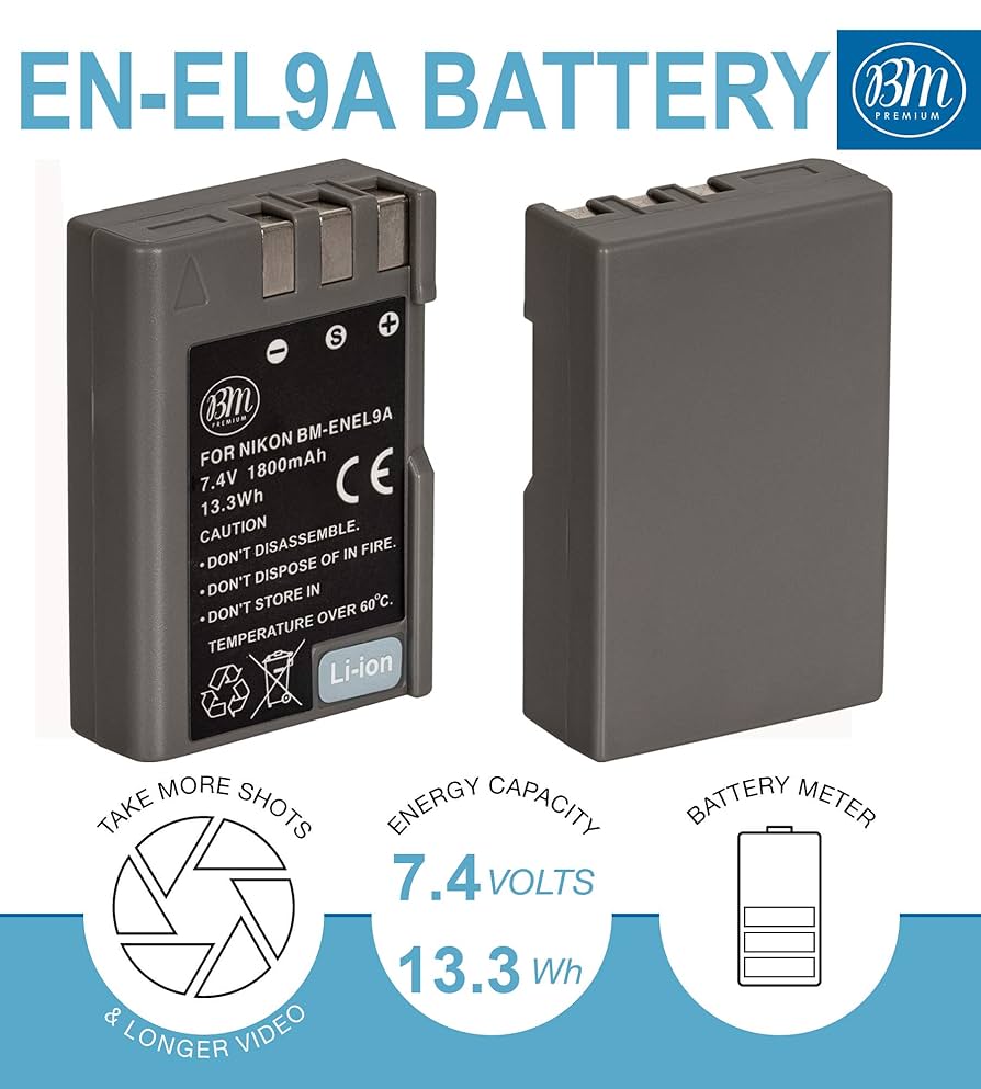 BM Premium EN-EL9, EN-EL9A Battery for Nikon D5000, D3000