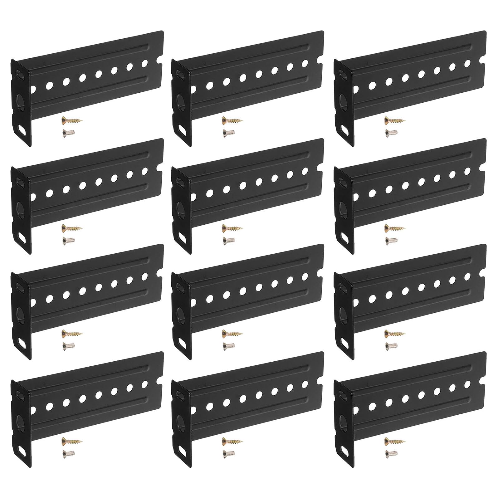 Piezas para guías de montaje trasero: 12 soportes metálicos negros de cajón