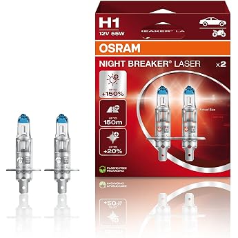 osram night breaker laser h1 halogen headlight bulb 64150nl-hcb +150% more brightness 12 v car duo box 2 bulbs [energy class a]