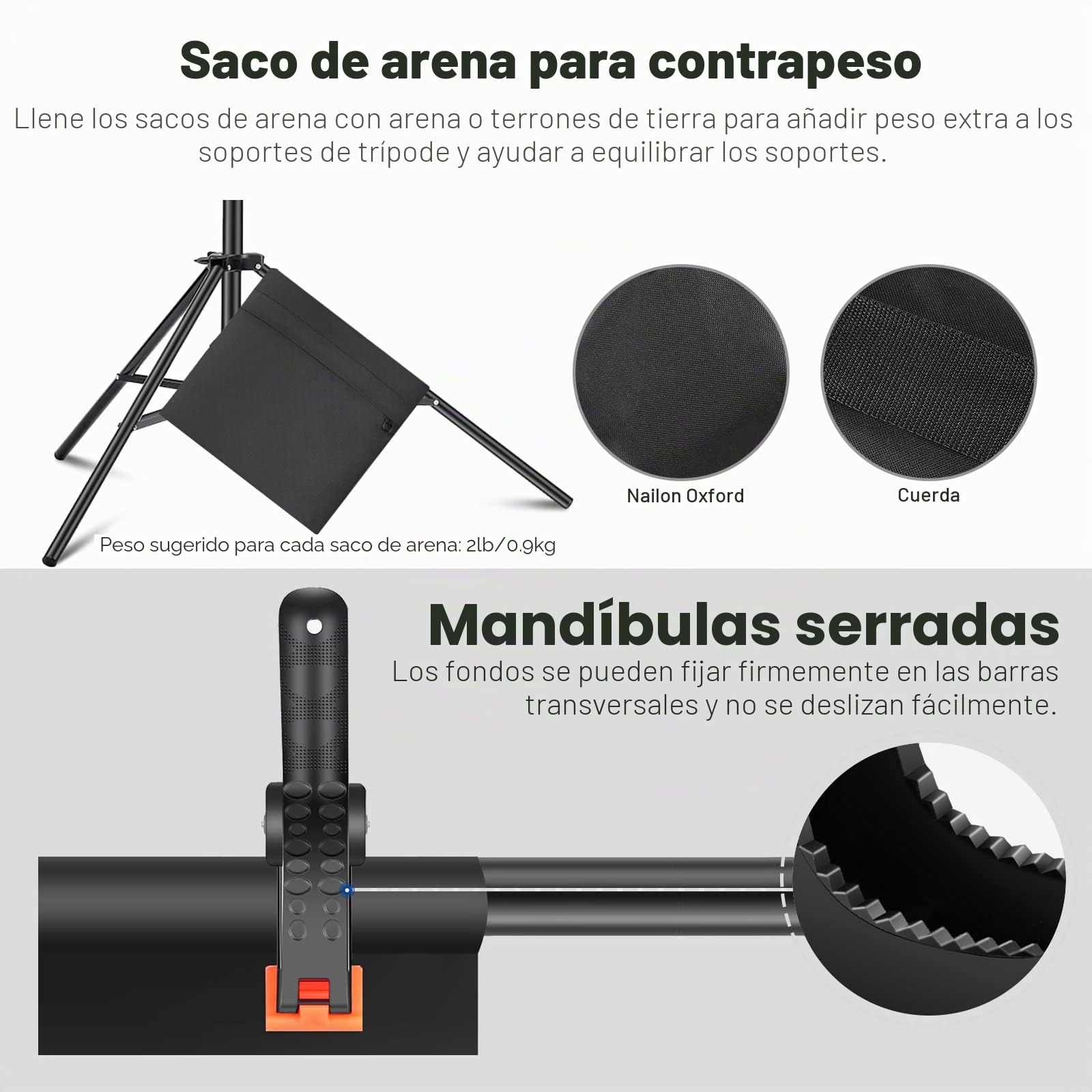 NEEWER Paquete de 3 Sistema de Soporte de Fondo para Estudio Fotográfico,10pies/3m Ancho y 6,6pies/2m Alto Soporte de Fondo Ajustable con 4 Barras, 6 Clamps Fondo, 2 Bolsas Arena, Bolsa Transporte